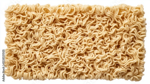 Close-up View of Uncooked Instant Noodles, Dried Noodle Texture, Food Photography isolated on white background