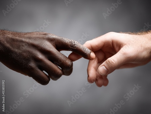 Two hands reaching towards each other symbolizing connection and unity