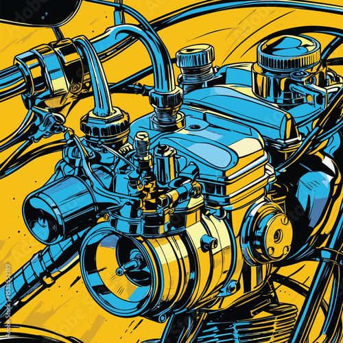 comic book style motorcycle illustration for design purposes