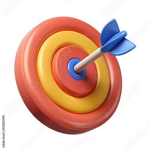 3d render of arrow hitting target bullseye isolated on transparent background