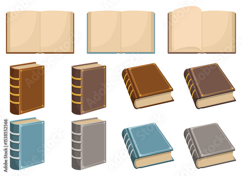 Assortment of story books with blank pages, covers in various colors.