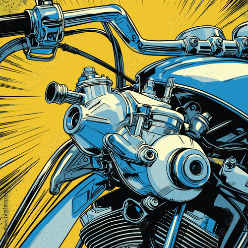 comic book style motorcycle illustration for design purposes