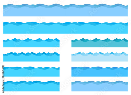 Blue water waves create beautiful patterns in many layers of graphic art.