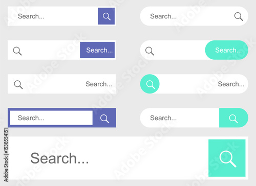 Various Search Bar Designs for User Interface. Isolated background.