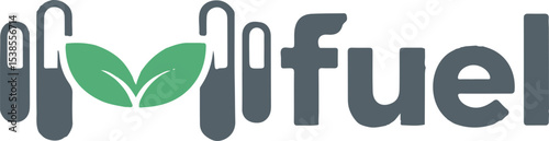 Biofuel Logo Design Featuring Green Leaves and Dark Gray Abstract Shapes Representing Fifty Number