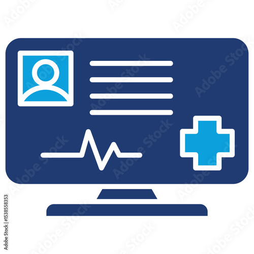 Electronic Health Record Flat Blue Icon
