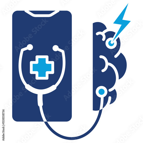 Telestroke Flat Blue Icon