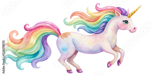 Colorful Drawing Style Interior with Window and Unicorn Transparent Background