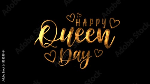 Wallpaper Mural Gold happy queen day text animation, perfect for greeting cards, social media posts, invitations, and event announcements. Torontodigital.ca