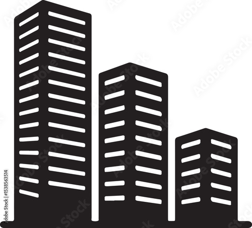 City buildings vector illustration showing urban architecture with office skyscrapers and apartment towers