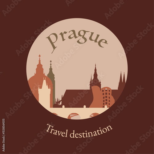 Vintage Prague Postcard Illustration