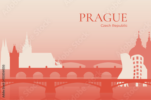 Prague Cityscape Silhouette, Skyline Header