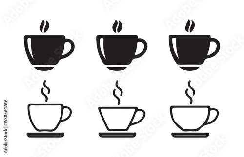 Modern Coffee Cup Icons – Hot Beverage Vector Graphics