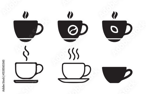 Modern Coffee Cup Icons – Hot Beverage Vector Graphics