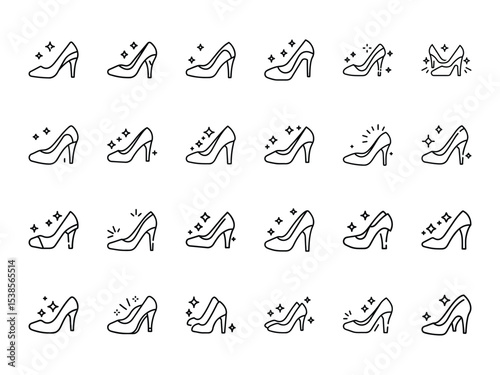 Glowing silhouette of high heels on white background representing fashion elegance, feminine style, luxury footwear, and modern trend concepts