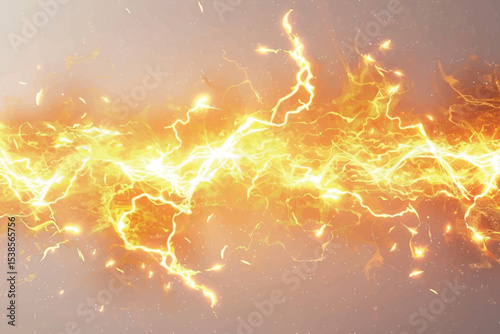 Fiery Energy Streams Across Dark Cloudscape.