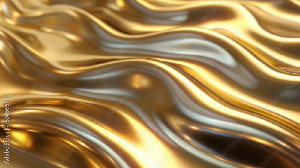 Obraz premium Smooth golden glow with flowing waves creates festive and luxurious atmosphere, perfect for backgrounds or design elements