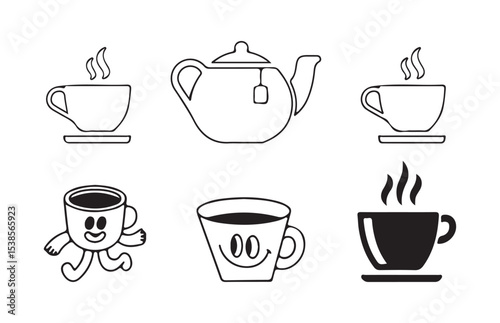 Steaming Mug Vector Set – Simple and Elegant Coffee Icons