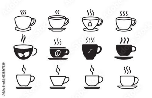 Cup icon for coffee and tea silhouette. vector illustration eps 10