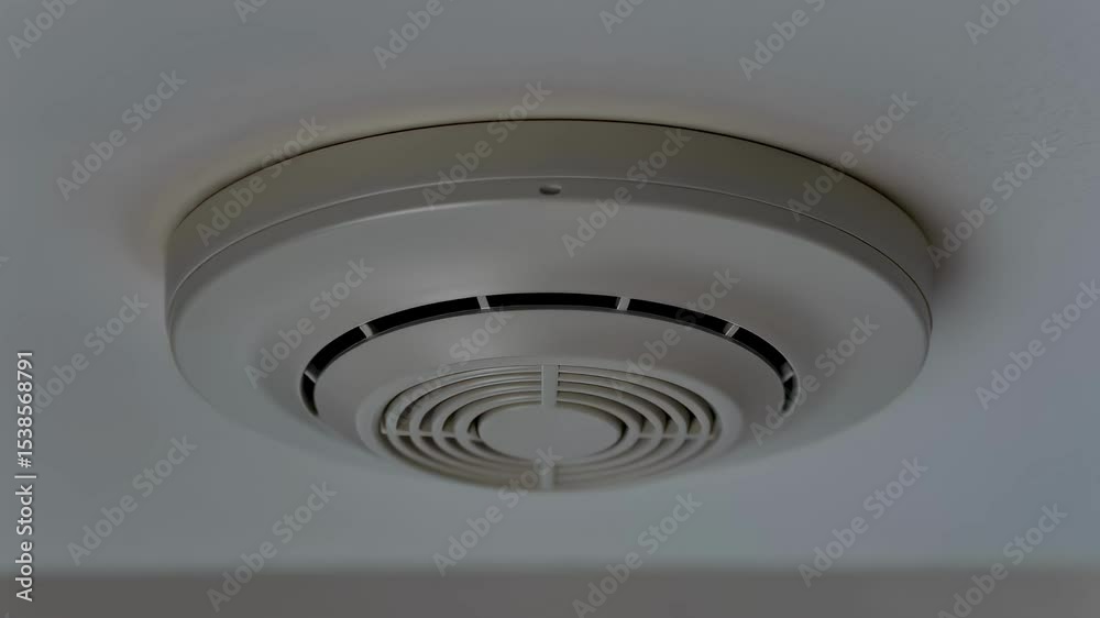 Smoke detector blinking red light, signalling low battery