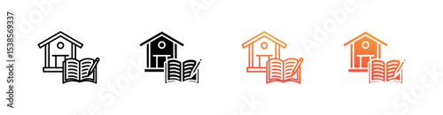 Homework Multiple Style Icon Set Vector 