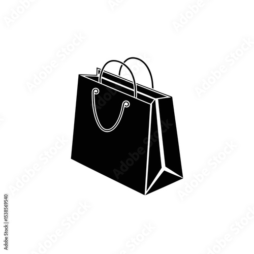 Shopping Bag Icon: A sleek, monochrome depiction of a shopping bag, embodying retail, purchase, and the allure of commerce.