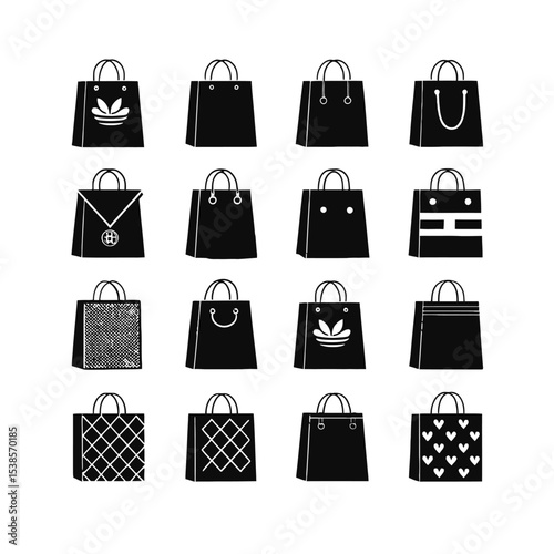Shopping bags: An array of fashionable shopping bags, each showcasing unique designs, stands as a testament to the art of retail and the thrill of acquiring goods. A visual celebration of fashion.