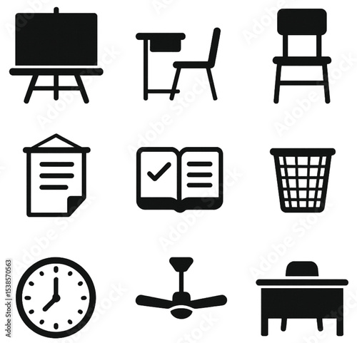 Flat Icon – Classroom Essentials (Black to School)