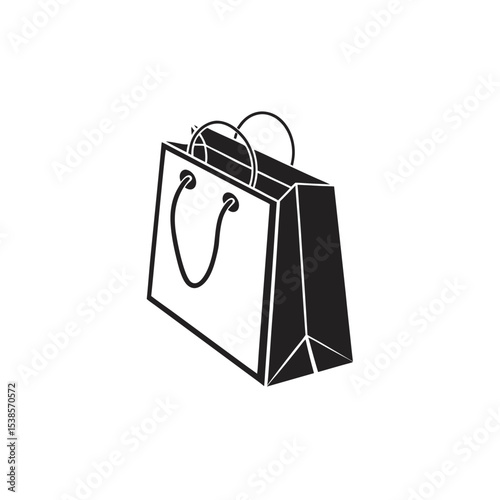 Elegant Shopping Bag Silhouette: An alluring silhouette of a shopping bag, symbolizing retail and consumerism in a clean, contemporary design