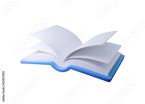 3d Open book vector illustration, perfect for education, literature, and storytelling themes. Clean, modern design ideal for digital learning content, e-books, and reading campaigns.