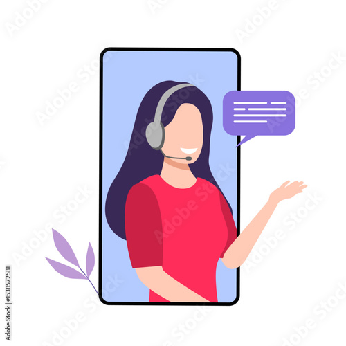 Customer service using laptop with speech bubble to communication. Talking mobile phone. Illustration vector.