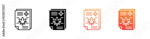 Medical Cannabis Multiple Style Icon Set Vector 