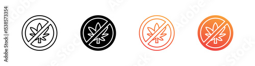 Illegal Cannabis Multiple Style Icon Set Vector 