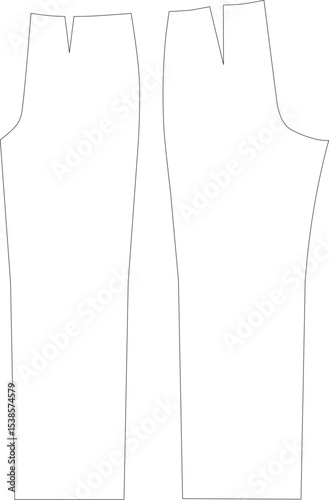 Editable vector image of Basic Pattern Blocks for Classic Trousers, Pants. For fashion, apparel production, tech packs, schools, and mock-ups