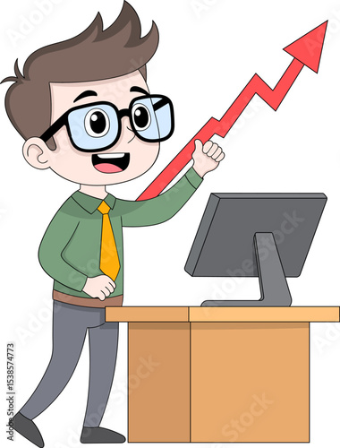 Happy Office Worker Celebrating Salary Increase