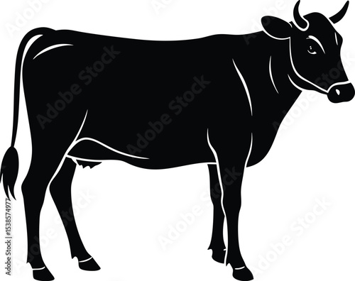 Minimalist silhouette of cow with clean lines and udder