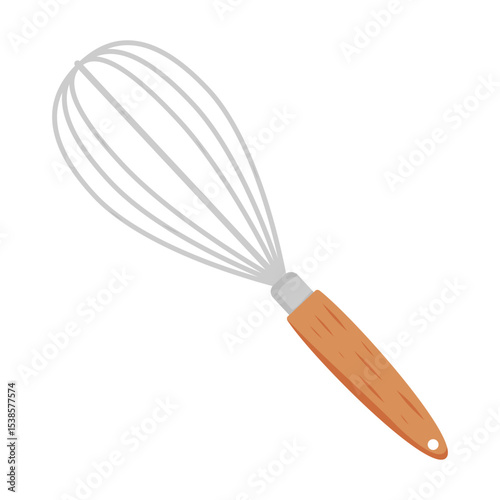 Whisk with wooden handle for baking and cooking needs in the kitchen