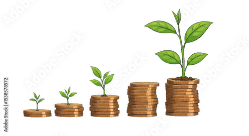 plant growing from coins