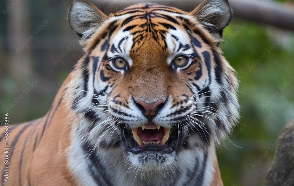 Fototapeta premium A close-up of an angry tiger face