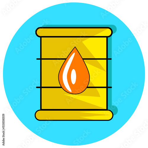 Flat vector illustration of an oil drum or barrel. Perfect for industrial, fuel, energy, and safety-related design concepts. Clean lines and modern style suitable for infographics and icons.