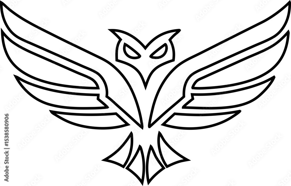 Obraz premium Outline Eagle vector icon, perfect for patriotic designs.