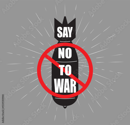 Hand drawn of say no to war. make world peace, vector illustration 