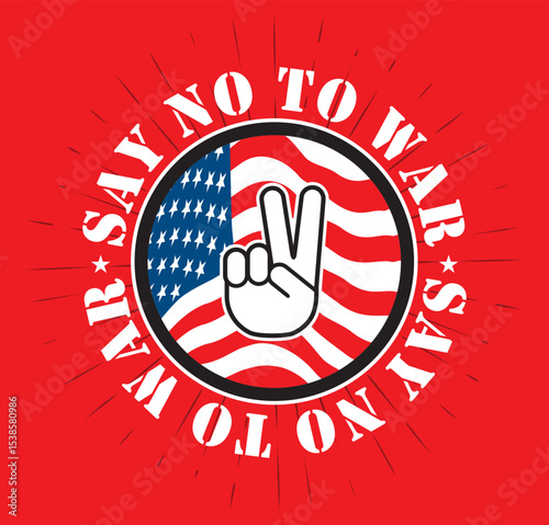 Hand drawn of say no to war. make world peace, vector illustration 