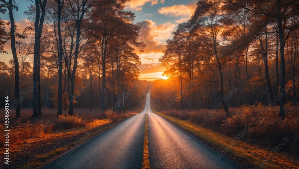 Fototapeta premium Stunning pathway through woods at dusk
