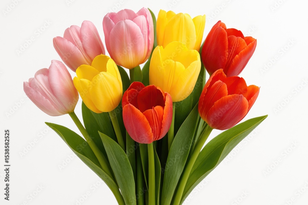Obraz premium A collection of vibrant tulips arranged together against a plain white backdrop