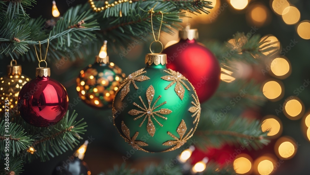 Fototapeta premium Festive holiday decoration against a glowing light backdrop