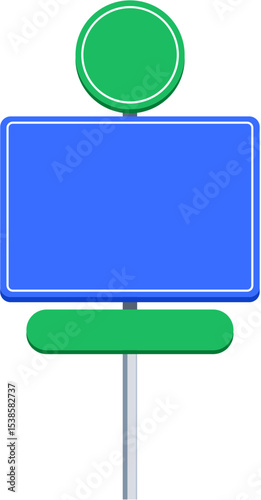 Minimal Vector Directional Signboard with Blue and Green Panels

