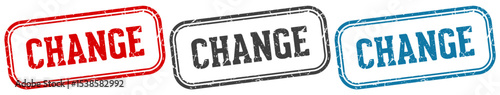 change stamp. change rectangular stamp set isolated on white background