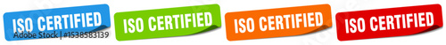 iso certified sticker. iso certified sticker set on white background