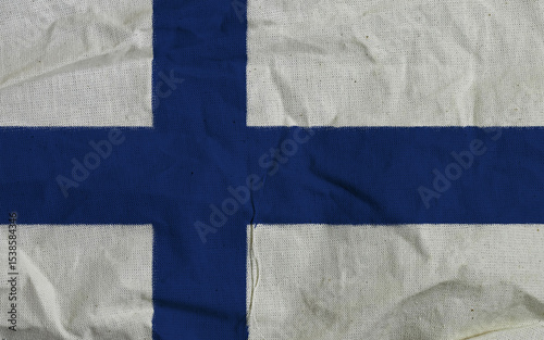 waving colorful canvas flag of Finland
